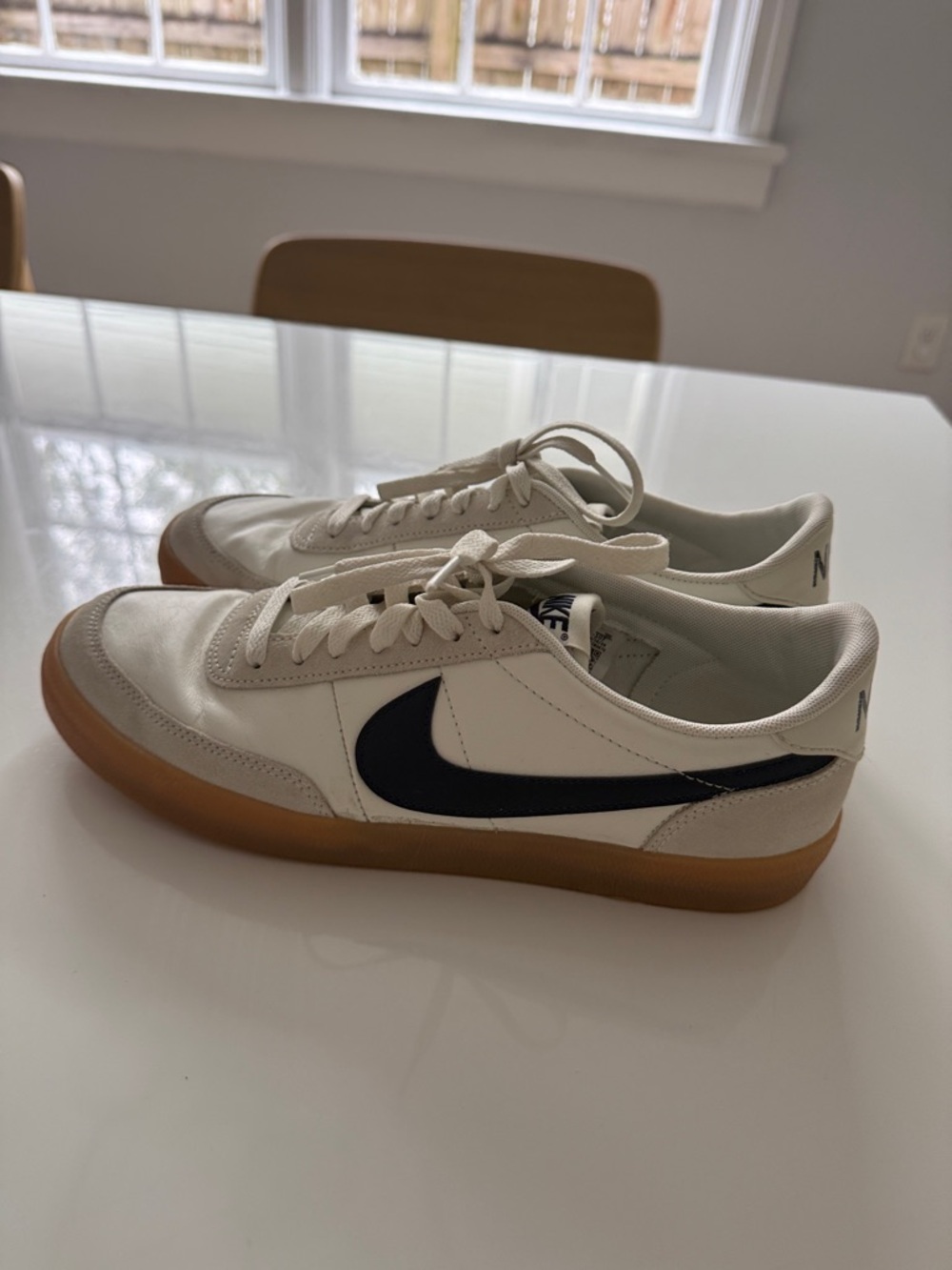 Nike Low-Profile Sneakers in Sail with Black Swoosh and Gum Sole